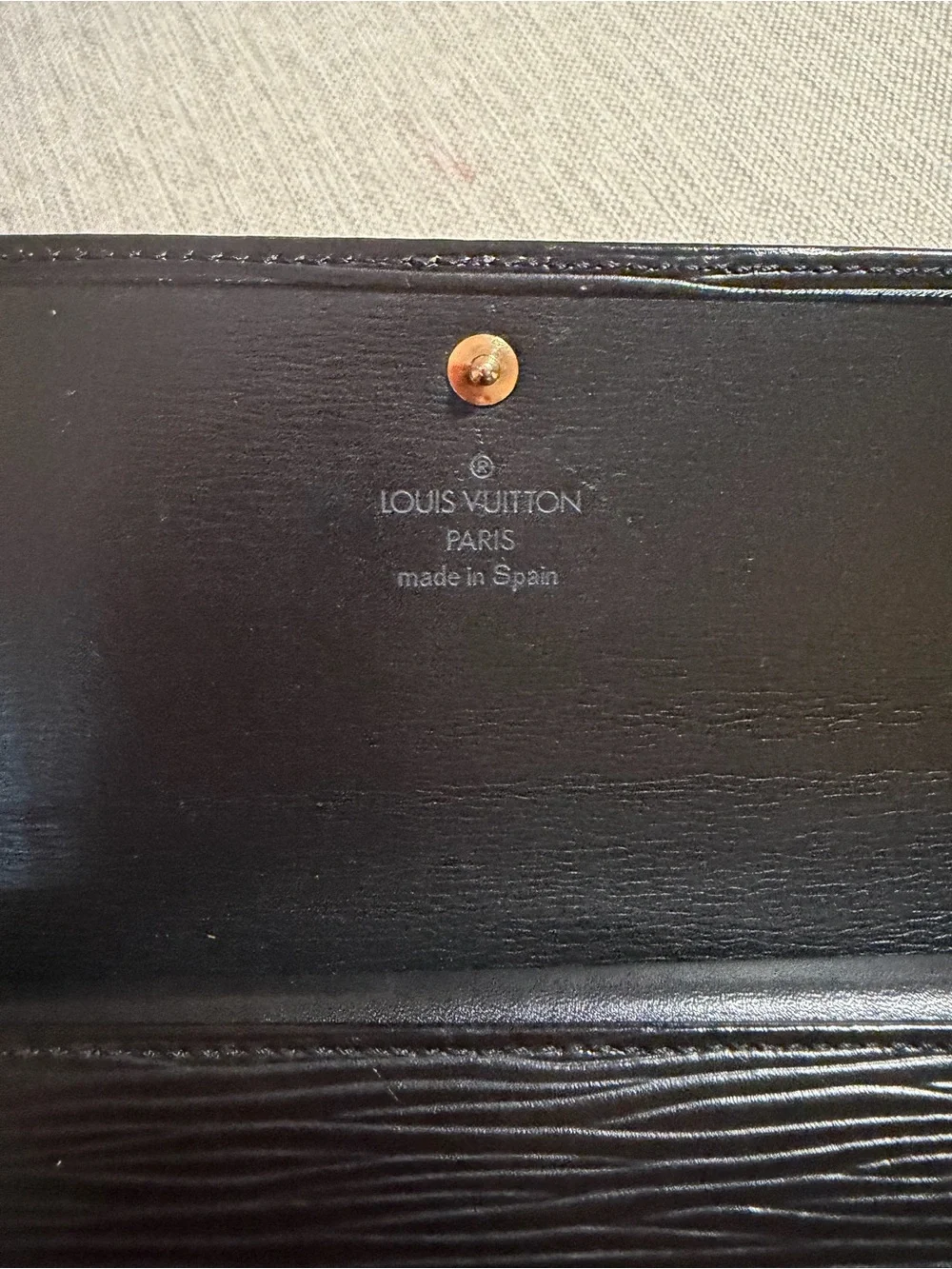 Louis Vuitton Black Epi Leather Long Wallet with Flap